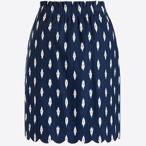 J. Crew Printed Ikat Scalloped Sidewalk Skirt